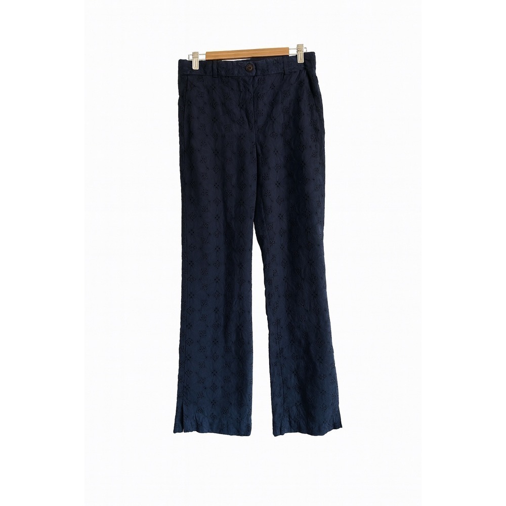 Ann Taylor Navy Eyelet Ankle Pants Size 6 Cotton Clean Girl Soft Corporate